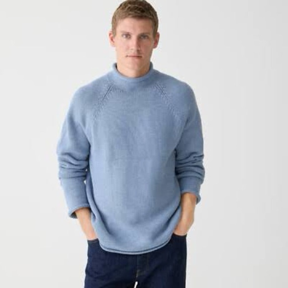 J. Crew 1988 Rollneck Sweater Heathered Sky Blue Size Men’s Small Excellent Cond - Picture 13 of 15